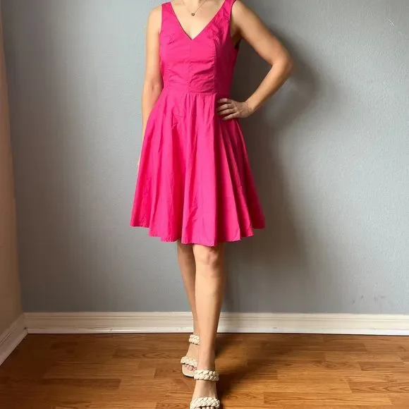 Vineyard Vines | Dresses | Vineyard Vines Vneck Fit And Flare Dress Pink  Rhododendron Size 4 | Poshmark